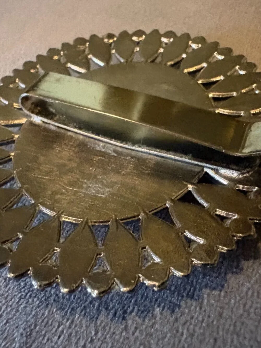 Faceted Tortoise LARGE Scarf/Belt Buckle/Pocket Cuff/Brooch with Clip Vintage